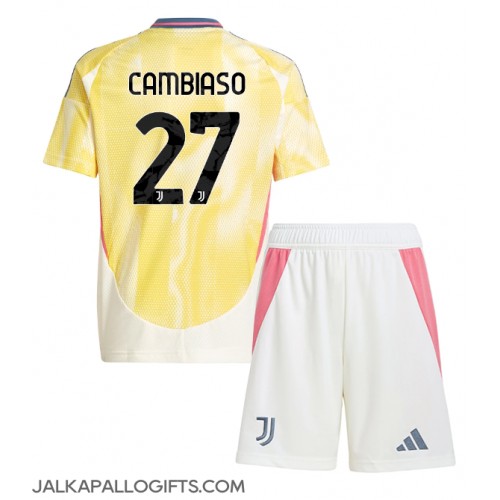 Juventus Andrea Cambiaso #27 Vieras Peliasu Lasten 2024-25 Lyhythihainen (+ Lyhyet housut)